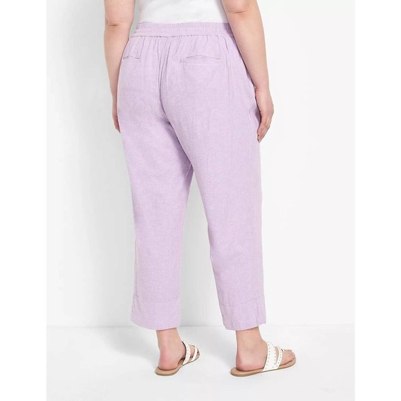 NWT Lane Bryant Linen Blend Slim Ankle Pant Lavender Purple Plus Size 28 H14453 - Picture 7 of 14